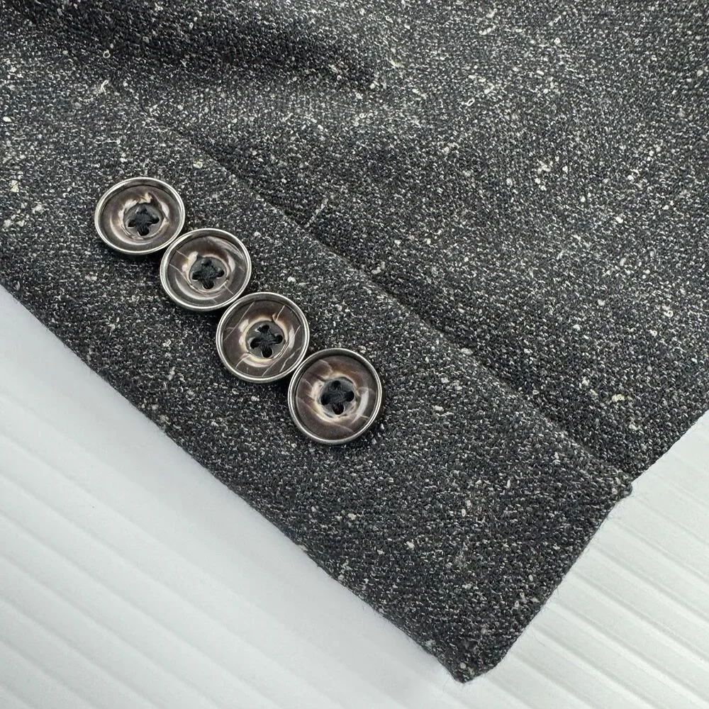 Tallia Mens 42R Blazer Sport Coat Gray Western Shoulder Patch Paisley NWOT